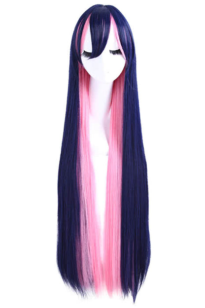 Panty & Stocking with Garterbelt Anarchy Stocking Long Straight Indigo Pink Cosplay Wigs