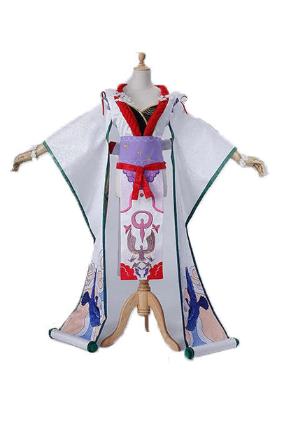 Onmyoji Flower And Bird Painting White Game Cosplay Kimono Outfits