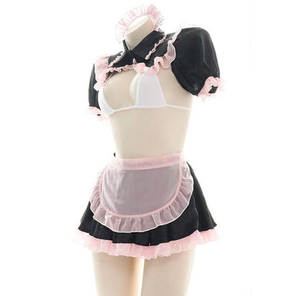 Pink Black Maid Sexy Pajama Cosplay Costume