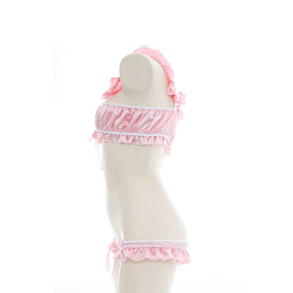 Pink Cheongsam Ruffled Underwear Sexy Cosplay Costume