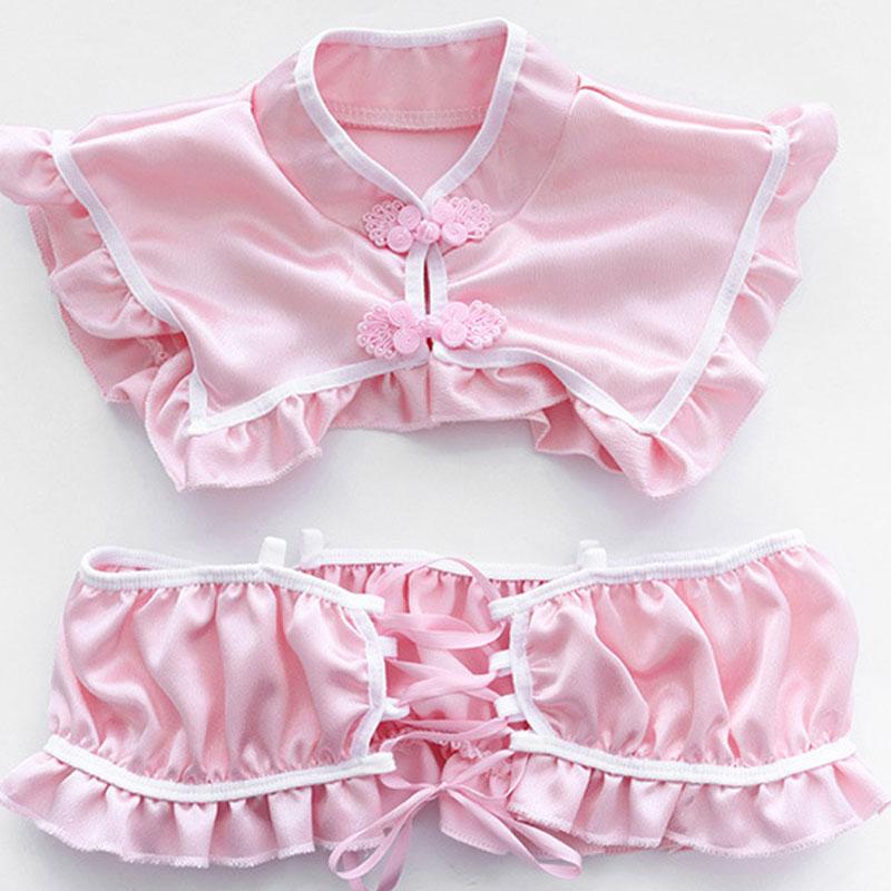 Pink Cheongsam Ruffled Underwear Sexy Cosplay Costume