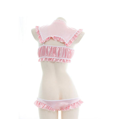 Pink Cheongsam Ruffled Underwear Sexy Cosplay Costume