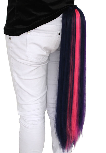 65cm Long Mixed Color Long Straight Hair Piece