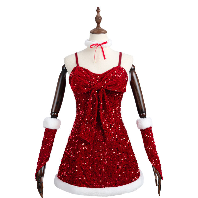Ready To Ship Red Sequin Sexy Christmas Dress Holiday Cosplay Look
