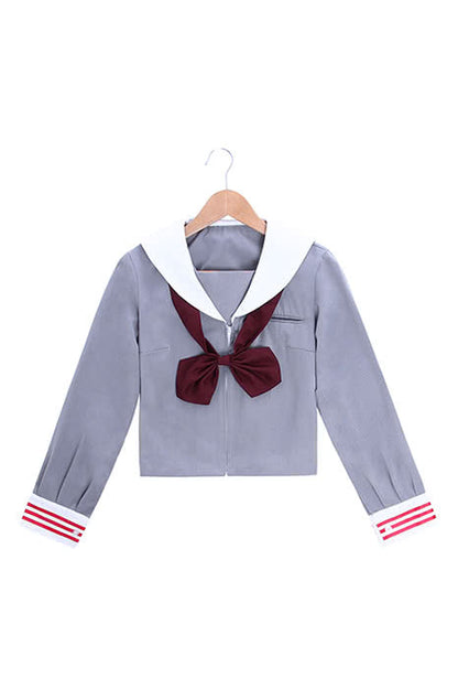 Classic School Girl Costume Wine Red Bow-knot