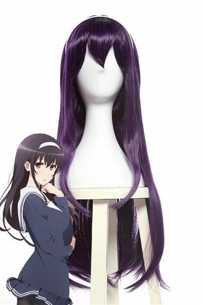Saenai Heroine no Sodatekata Utaha Kasumigaoka Black Purple Long Straight Women Cosplay Wigs