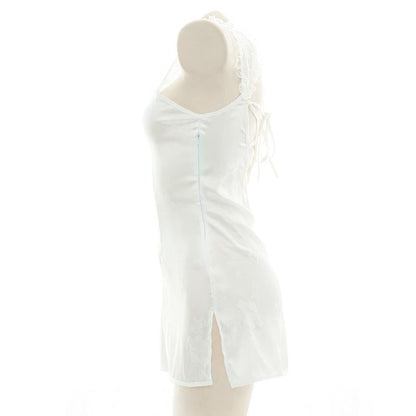Sexy Backless White Lace Cheongsam Cosplay Costume