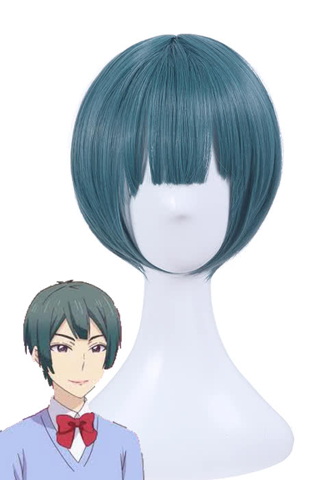 Kiss Him, Not Me Shima Nishina Blue Mixed Green Short Synthetic Cosplay Wigs ML244