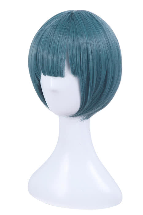 Kiss Him, Not Me Shima Nishina Blue Mixed Green Short Synthetic Cosplay Wigs ML244