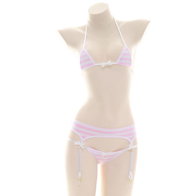 Striped Japanese Cute Bikini 2 Colors Cosplay Costume