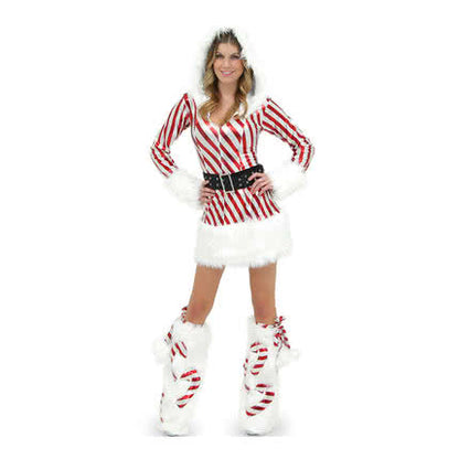Red and white striated christmas costume dress a pair socks