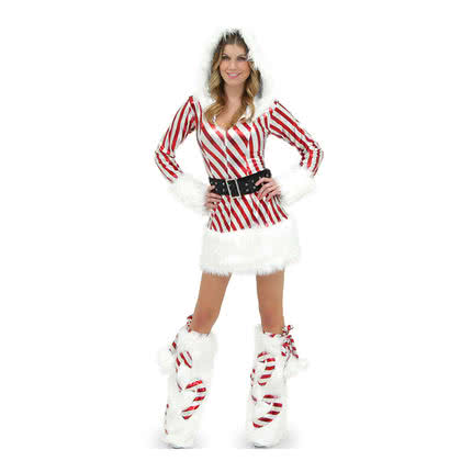 Red and white striated christmas costume dress a pair socks
