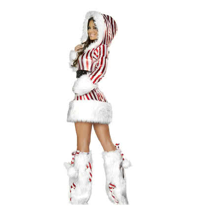 Red and white striated christmas costume dress a pair socks