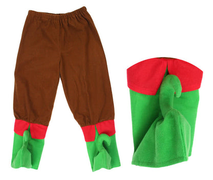 New Style Green Children Christmas Costume with Red and White Striped Hat
