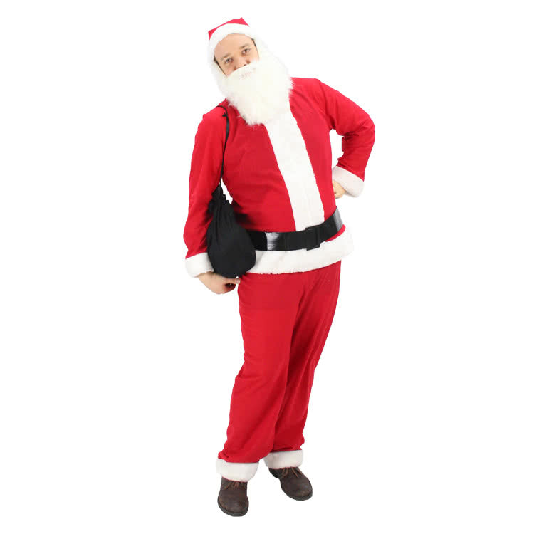New Style of  Red Santa Claus Christmas Costume With White Mustache