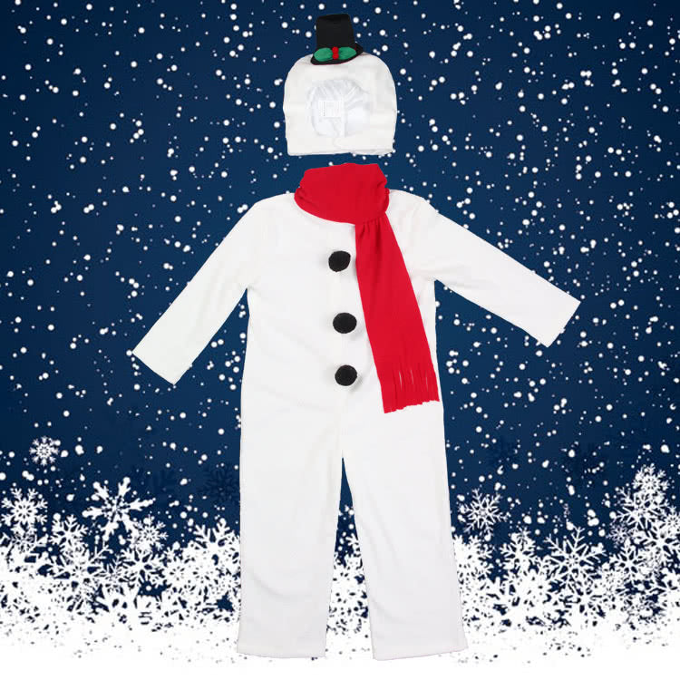 2015 New Style White Children Christmas Costume with Red Copper-nose  Snowman Suit