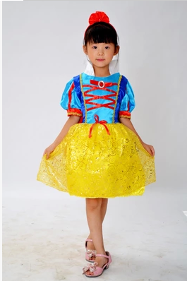 Snow White Princess Children Christmas Costume with Red Headwear