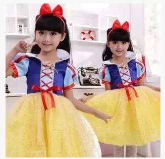 Snow White Princess Children Christmas Costume with Red Headwear