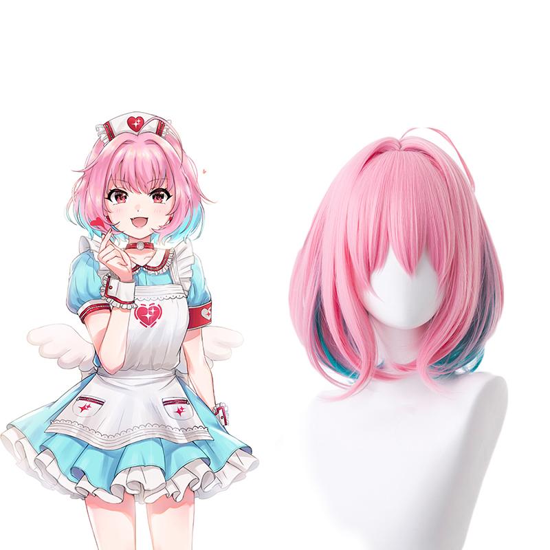 Yumemi Riamu Pink Mixed Blue Short Cosplay Wigs