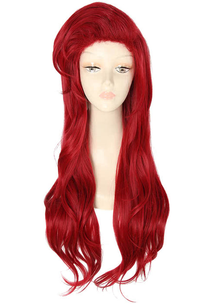 70cm Dark Red Anime The Little Mermaid Ariel Long Straight Cosplay Wig