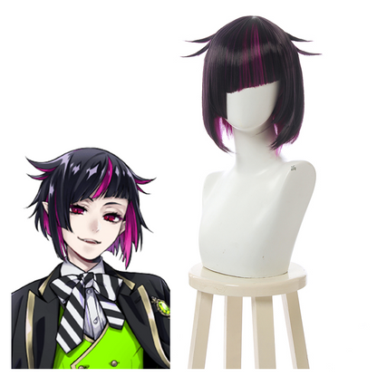 Twisted Wonderland Lilia Vanrouge Short Black Highlights Purple Cosplay Wigs