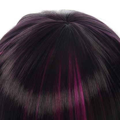 Twisted Wonderland Lilia Vanrouge Short Black Highlights Purple Cosplay Wigs