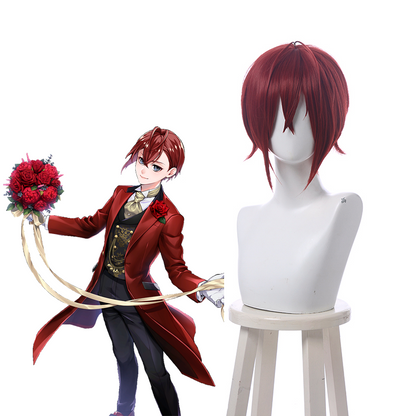 Twisted Wonderland Riddle Rosehearts Short Brownish Red Cosplay Wigs