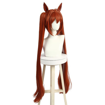 Uma Musume: Pretty Derby Daiwa Scarlet Orange Brown Long Cosplay Wigs With Ears