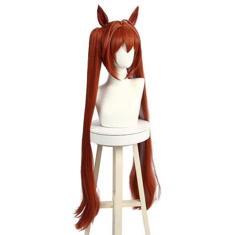 Uma Musume: Pretty Derby Daiwa Scarlet Orange Brown Long Cosplay Wigs With Ears