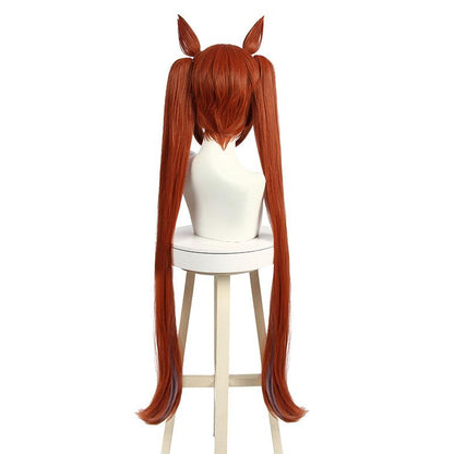Uma Musume: Pretty Derby Daiwa Scarlet Orange Brown Long Cosplay Wigs With Ears