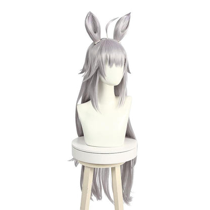 Uma Musume: Pretty Derby Oguri Cap Silver Gray Long Cosplay Wigs With Ears