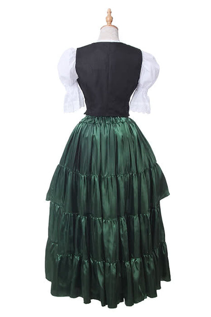 Women Retro Long Dress Green Belly Dance Cosplay Costumes GC14C-F-3
