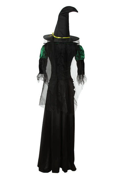 skintight Long witch Halloween cosplay costume Green mixed black dress