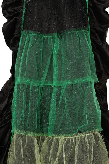skintight Long witch Halloween cosplay costume Green mixed black dress