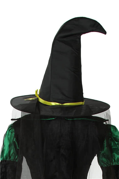 skintight Long witch Halloween cosplay costume Green mixed black dress