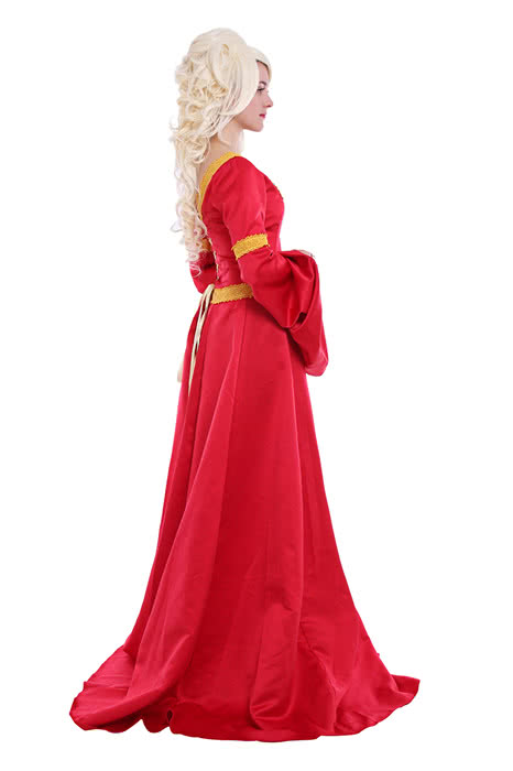 Red Luxury Supergirl Halloween Costume of European Queen Palace Restoring Emulation Silk Dress