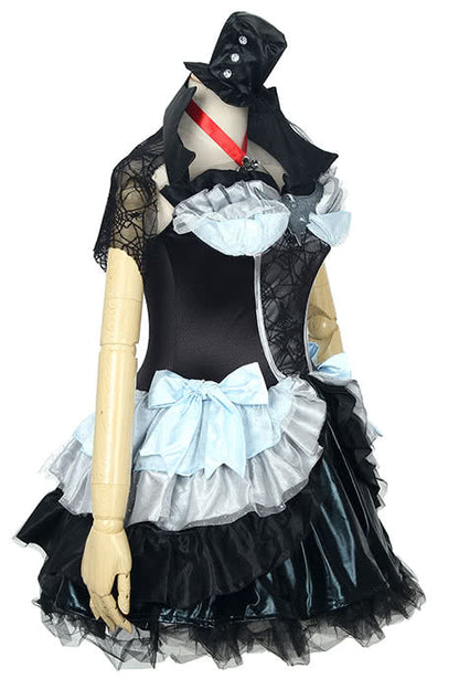 Black Halloween costume vampire Queen dress with blue bowknot