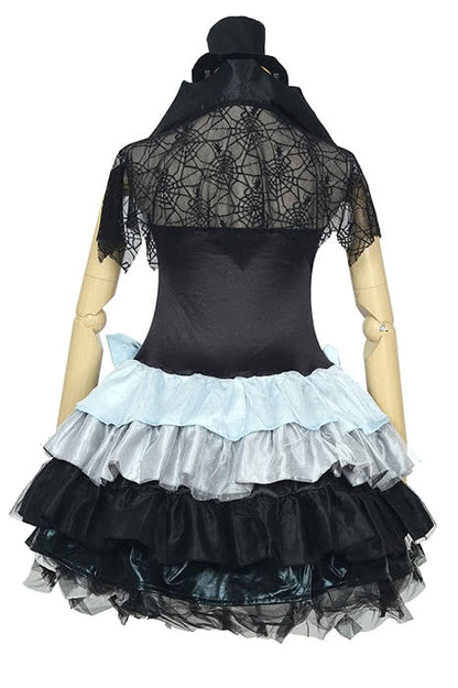 Black Halloween costume vampire Queen dress with blue bowknot