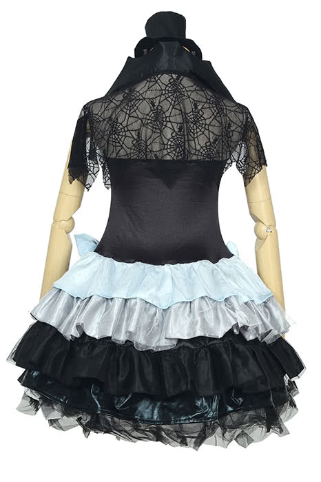 Black Halloween costume vampire Queen dress with blue bowknot