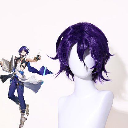 Honkai:Star Rail Dr.Ratio Cosplay Wigs Dark Purple Short Wigs