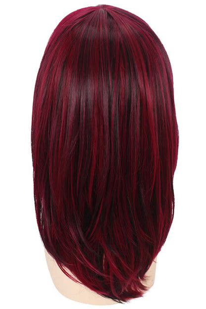 50cm Long Straight Mixed Wine Red And Black Cosplay Wig