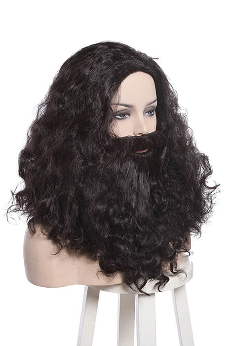 Rubeus Hagrid Long Curly Brown Movie Cosplay Man Wigs