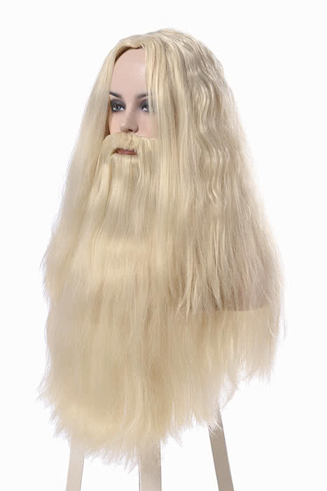 Albus Dumbledore Long Curly Silver White Movie Cosplay Man Wigs