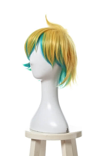 LOL Star Guardian Ezreal Short Golden Mixed Blue Game Cosplay Wigs