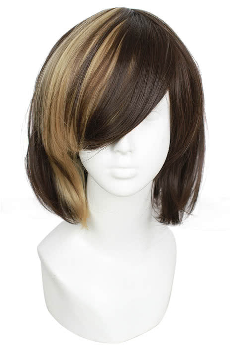 30cm Light Brown/dark Brown Straight Short Bob Cosplay Wig